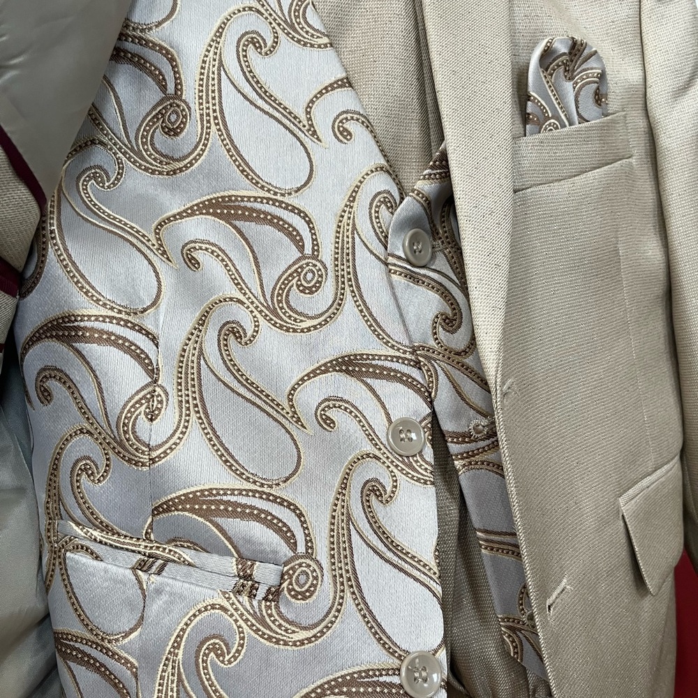 Boys size 7 Tan 3 piece suit